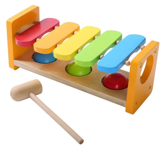 A 2-in-1 Musical Hammer Bench by Gerardo’s Toys: A toy featuring a xylophone and hammer bench for interactive play and skill development.