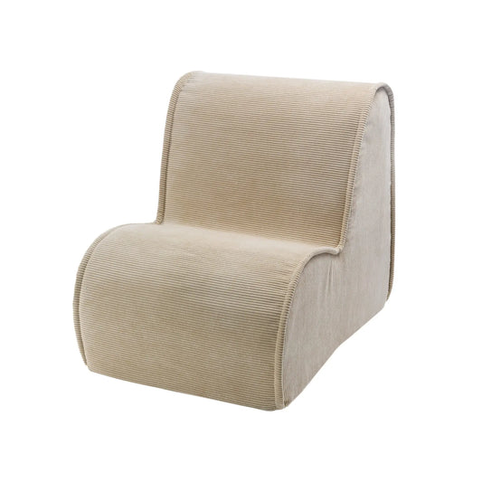 Child's Corduroy Armchair with curved back, foam filling, and washable cover. Designed for comfort and safety, promoting proper posture. Lightweight and durable, perfect for play and relaxation.