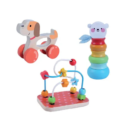 A wooden toy playset featuring interactive and educational toys for children. Enhance motor skills, creativity, and logical thinking with Gerardo’s Toys Cute Playset.