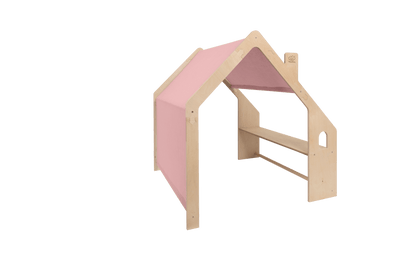 MeowBaby® Natural Wooden House for Kids - Pink Roof