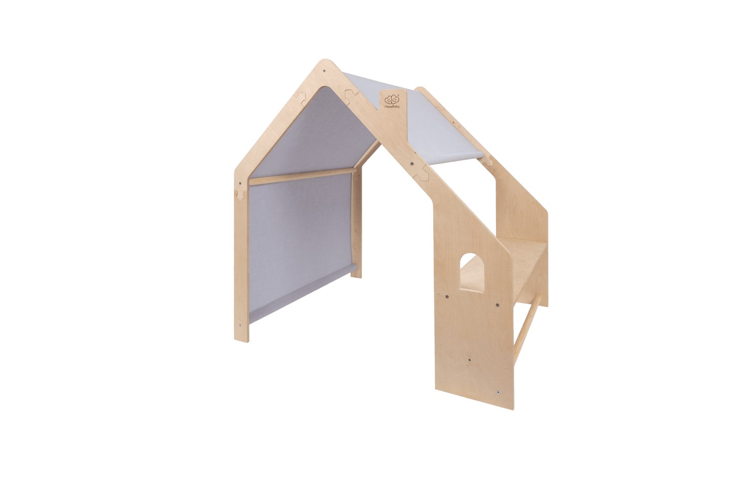 MeowBaby® Natural Wooden House for Kids - Blue Roof