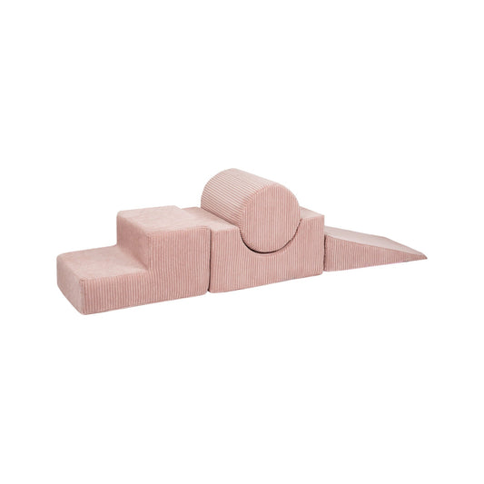 Aesthetic Shape Set 4-Elements - Powder Pink features pink geometric blocks with velvet corduroy covers designed for children's creative play and development.