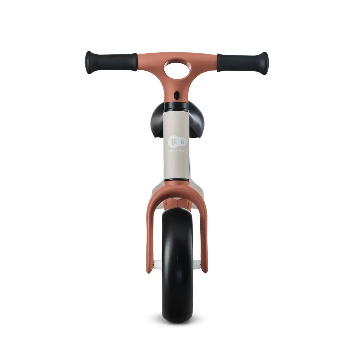 A close-up of the TOVE balance bike, showcasing its puncture-resistant foam wheels, durable lightweight construction, and adjustable seat for children's balance and motor skill development.