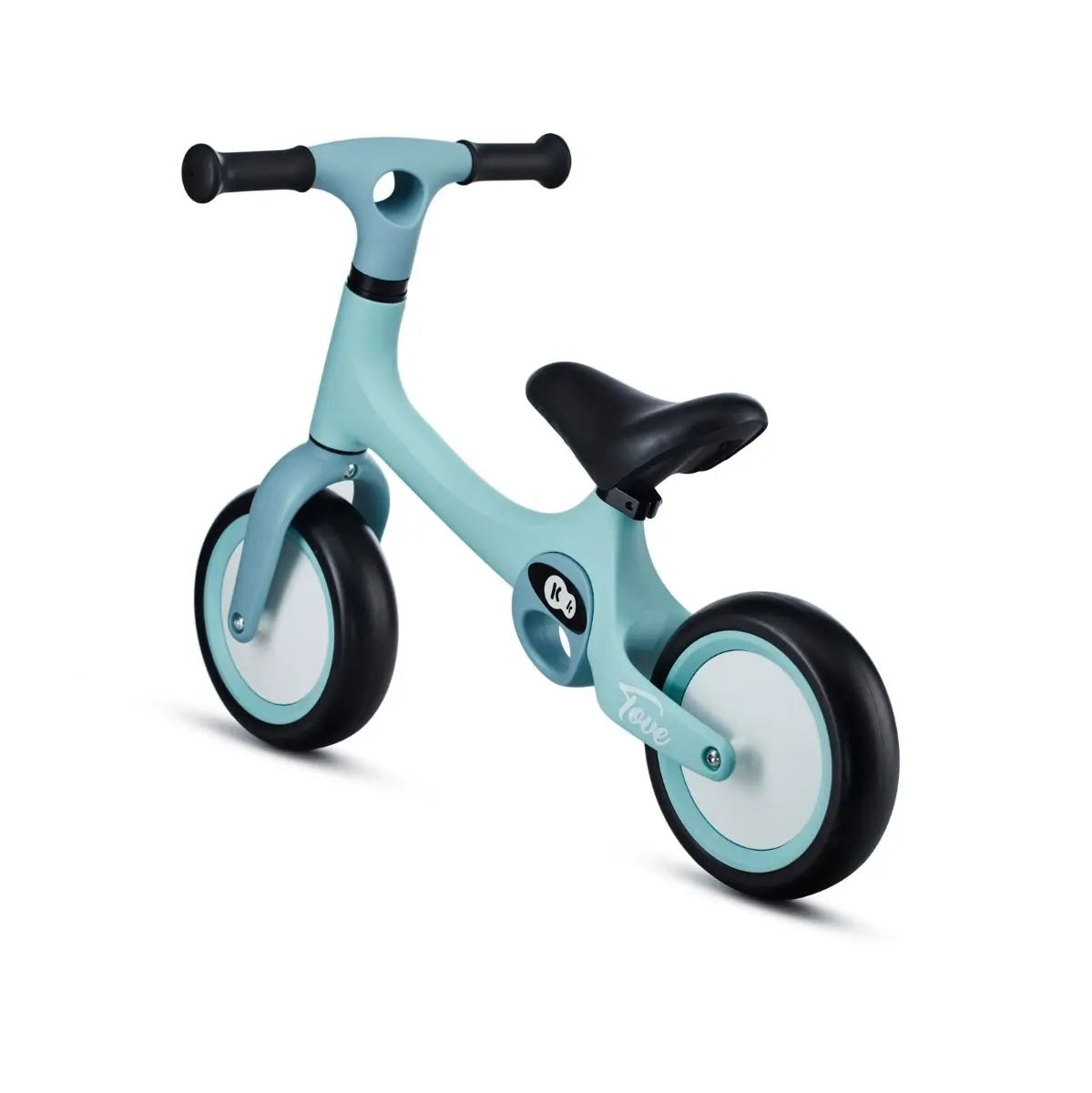 A blue and black tricycle with puncture-resistant foam wheels, adjustable seat, and two carry handles. Lightweight at 2 kg, ideal for children from 18 months, supporting balance and motor skills development.