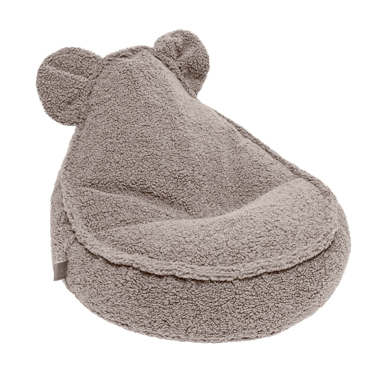 Bearly Bag Teddy Grey: A cozy, grey, furry pouf designed for children's relaxation, featuring a durable, OEKO-TEX® certified fabric with a removable, washable cover.