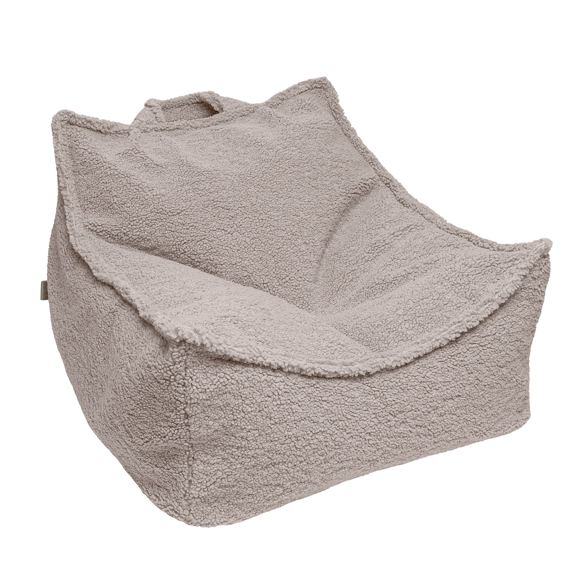 Bearly Square Bag Grey, a cozy bean bag chair with a durable, fabric cover, designed for kids' comfort and play, featuring a removable, washable cover.