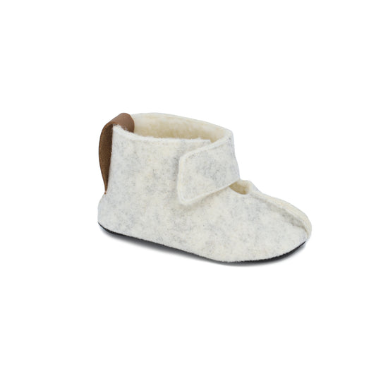 Natural Sheep's Wool & Felt Kids' Slippers - Light Grey