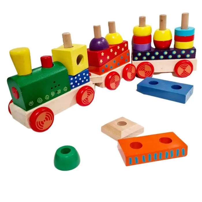 Wooden train set with colorful blocks, interactive play, realistic sounds, educational benefits, battery-operated, and quality assurance from Gerardo’s Toys.