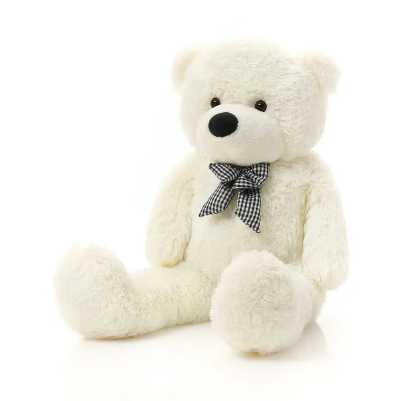 A 180 cm Giant Teddy Bear with a black and white bow tie, made from soft fur. EU safety certified and washable. Perfect cuddly companion for kids.