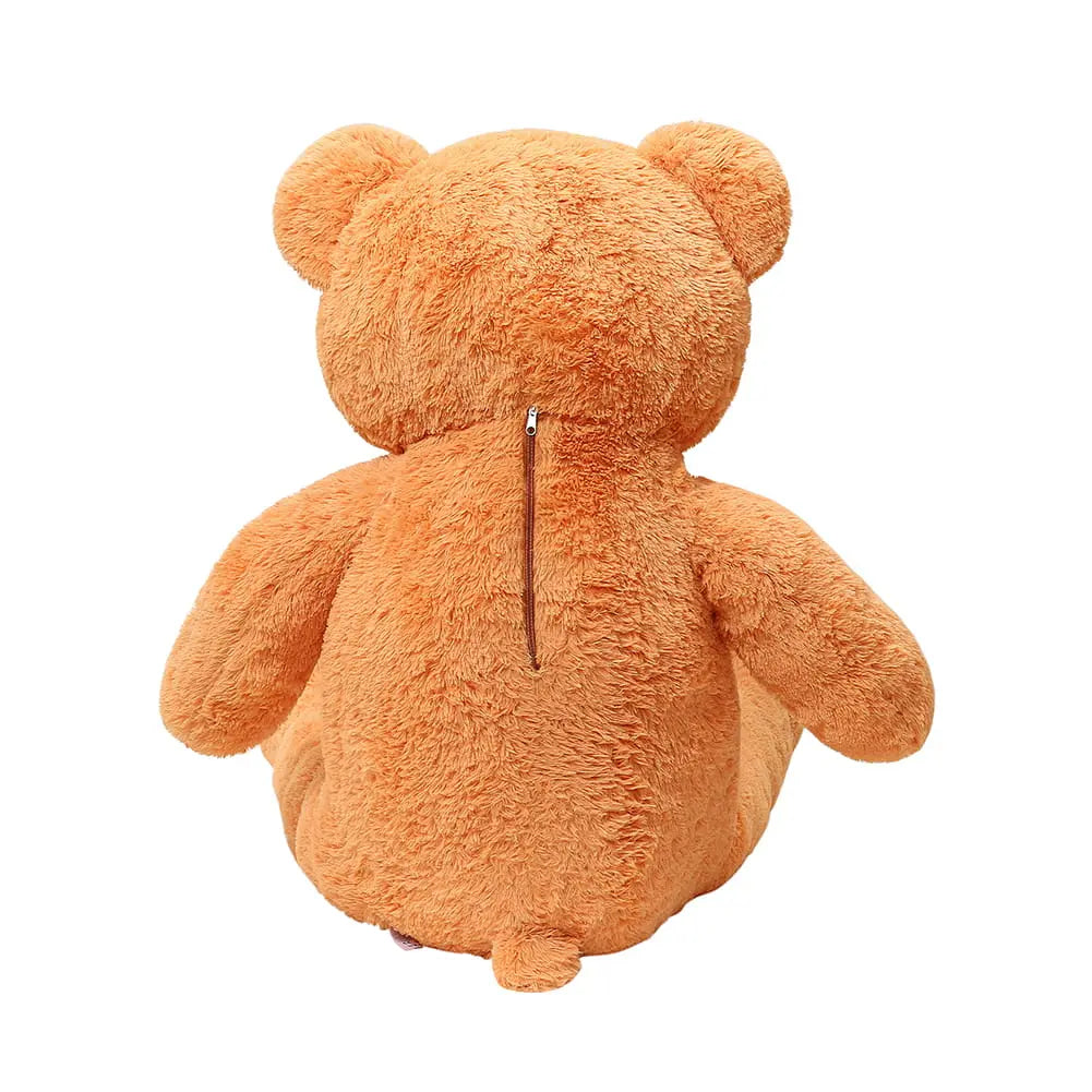 A 180 cm Giant Teddy bear with a zipper, made from soft fur for safe hugging. EU certified for quality and safety, a perfect gift for lasting joy and cuddles.