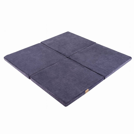 Play Mat for Kids - Square Blue-Grey Velvet