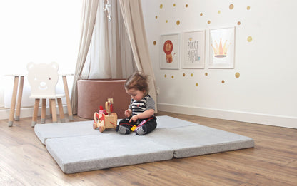 Play Mat for Kids - Square Light Grey Velvet