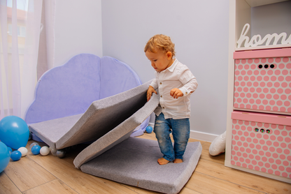 Play Mat for Kids - Square Light Grey Velvet