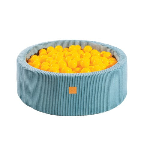 Round Ball Pit With 200 Yellow Balls, 90x30cm - Aesthetic Turquoise