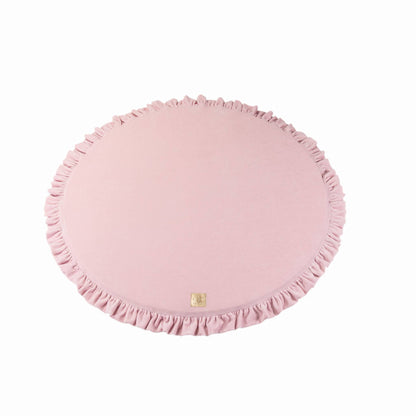 Round Play Mat With a Frill - Pink Velvet