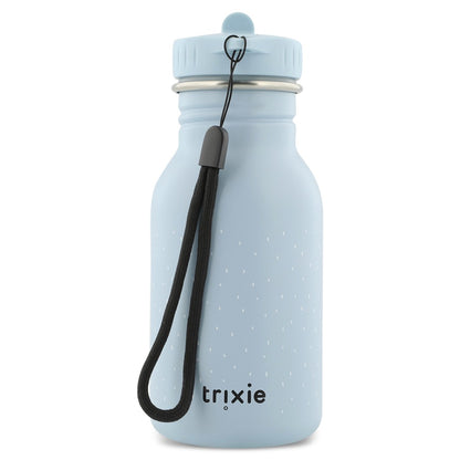 Stainless Steel Bottle 350 ml - Mr Alpaca, a durable water bottle with a strap, stainless steel body, leak-proof design, and kid-friendly cap. Ideal for on-the-go hydration. Dimensions: 15.5 cm x 6.5 cm.