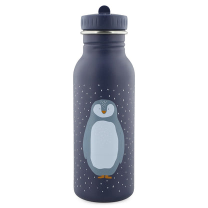 Stainless Steel Bottle featuring Mr Penguin design, 500 ml capacity. Durable, leak-proof, with kid-friendly cap. Stainless steel body, easy to clean, perfect for outings. Dimensions: 20 cm x 6.5 cm.
