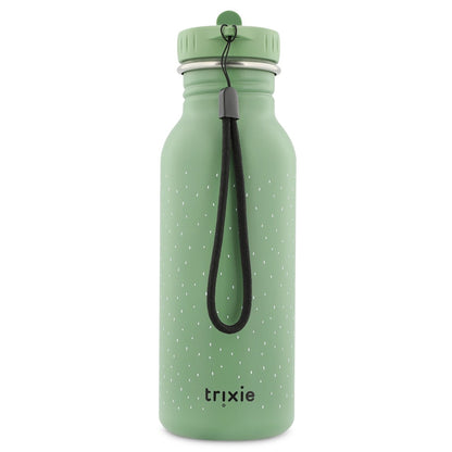 Stainless Steel Bottle 500 ml - Mr Frog, featuring a green bottle with black cord, ideal for kids on the go. Durable stainless steel, leak-proof, and easy to clean design.