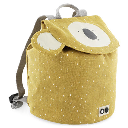 A light, roomy mini drawstring backpack featuring Mr. Koala design. Water-repellent with easy drawstring closure, perfect for little adventurers. Made of 100% cotton, washable, and suitable for ages 3+. Dimensions: 30 x 23 cm.