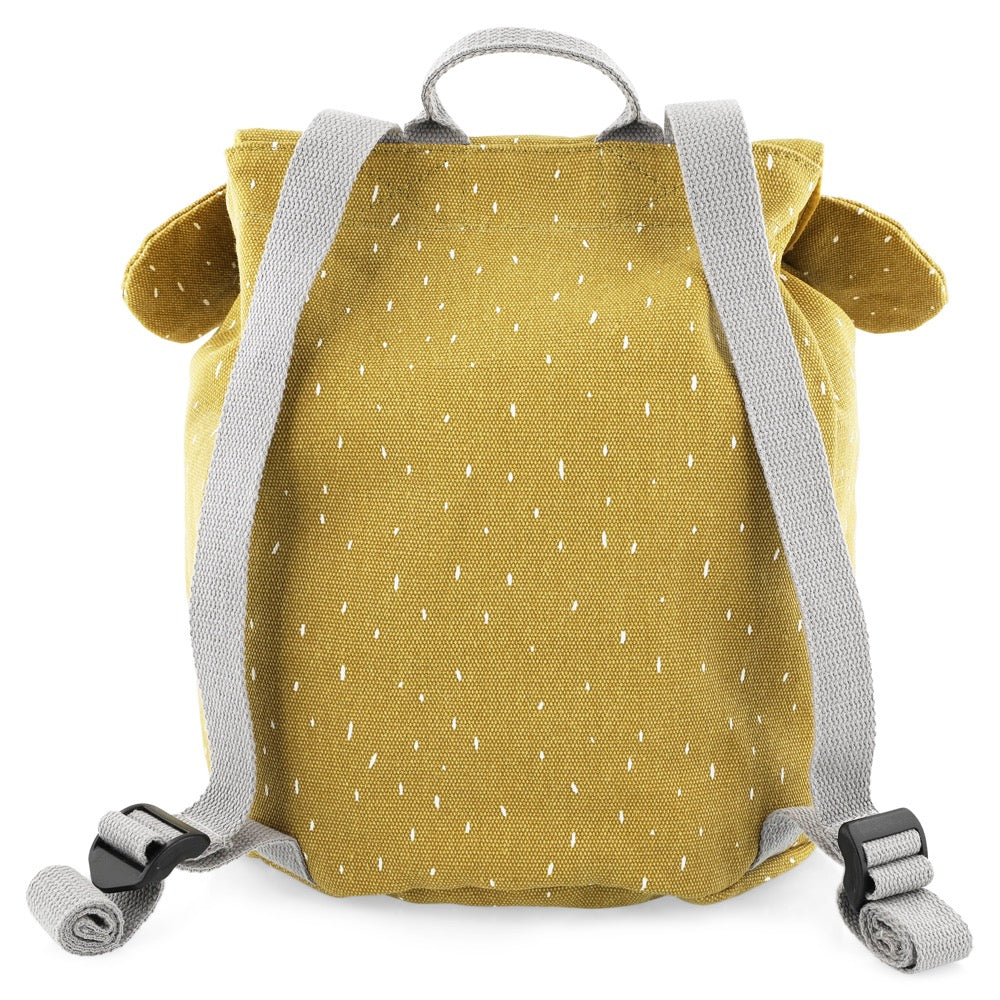 A light and roomy mini drawstring backpack featuring Mr Koala design, perfect for young adventurers. Water repellent, washable, and easy for small hands to use. Dimensions: 30 x 23 cm.