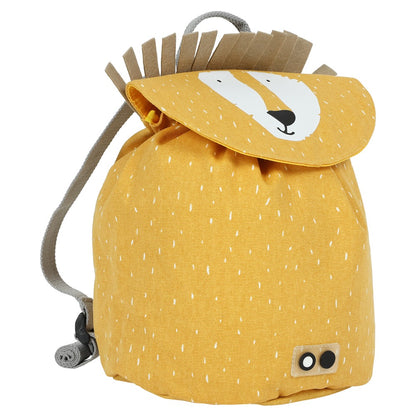 A light and roomy mini drawstring backpack featuring Mr. Lion face design. Water repellent, washable, 100% cotton material. Ideal for ages 3+. Dimensions: 30 x 23 cm, 5 l capacity.