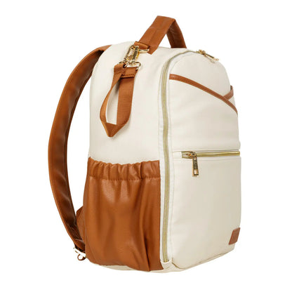 A compact Cappuccino Diaper Backpack by Ally Scandic, designed for stylish parents on the move. Features thoughtful pockets, sturdy straps, and airline-friendly dimensions for ultimate convenience.