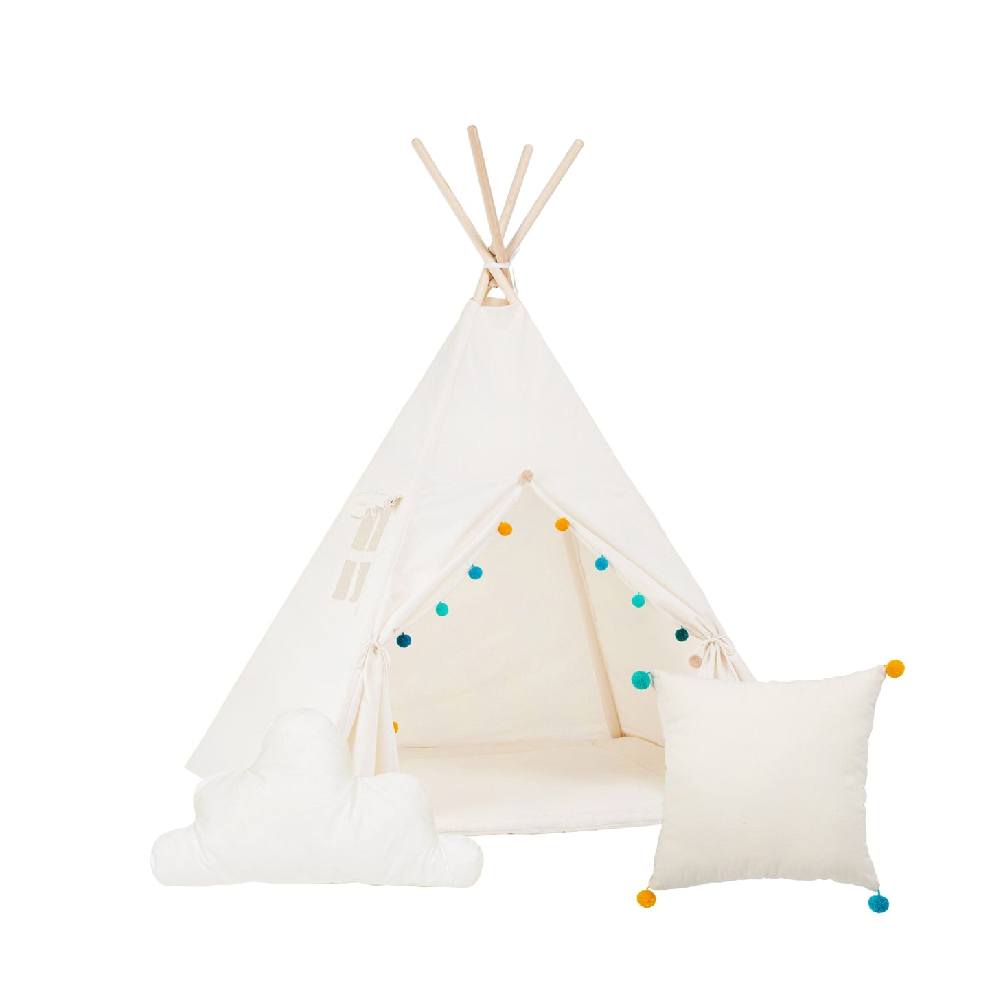 Teepee Tent Set - Rainbow Pom-Pom