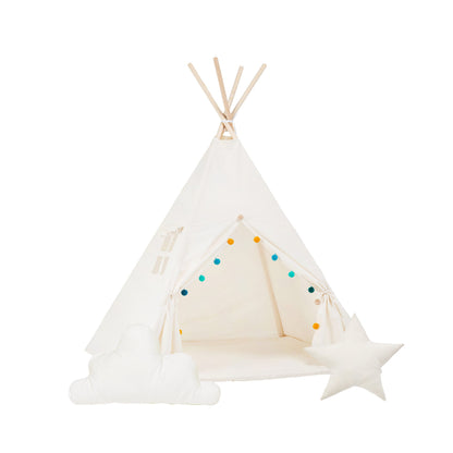 Teepee Tent Set - Rainbow Pom-Pom