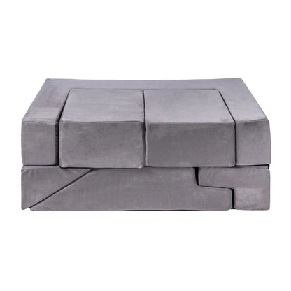 Velvet Bricks Set - Multifunctional Playground for Children - Grey: Soft, modular blocks for safe, creative play. High-quality velvet cover, easy to clean. Ideal for active kids and educational spaces.