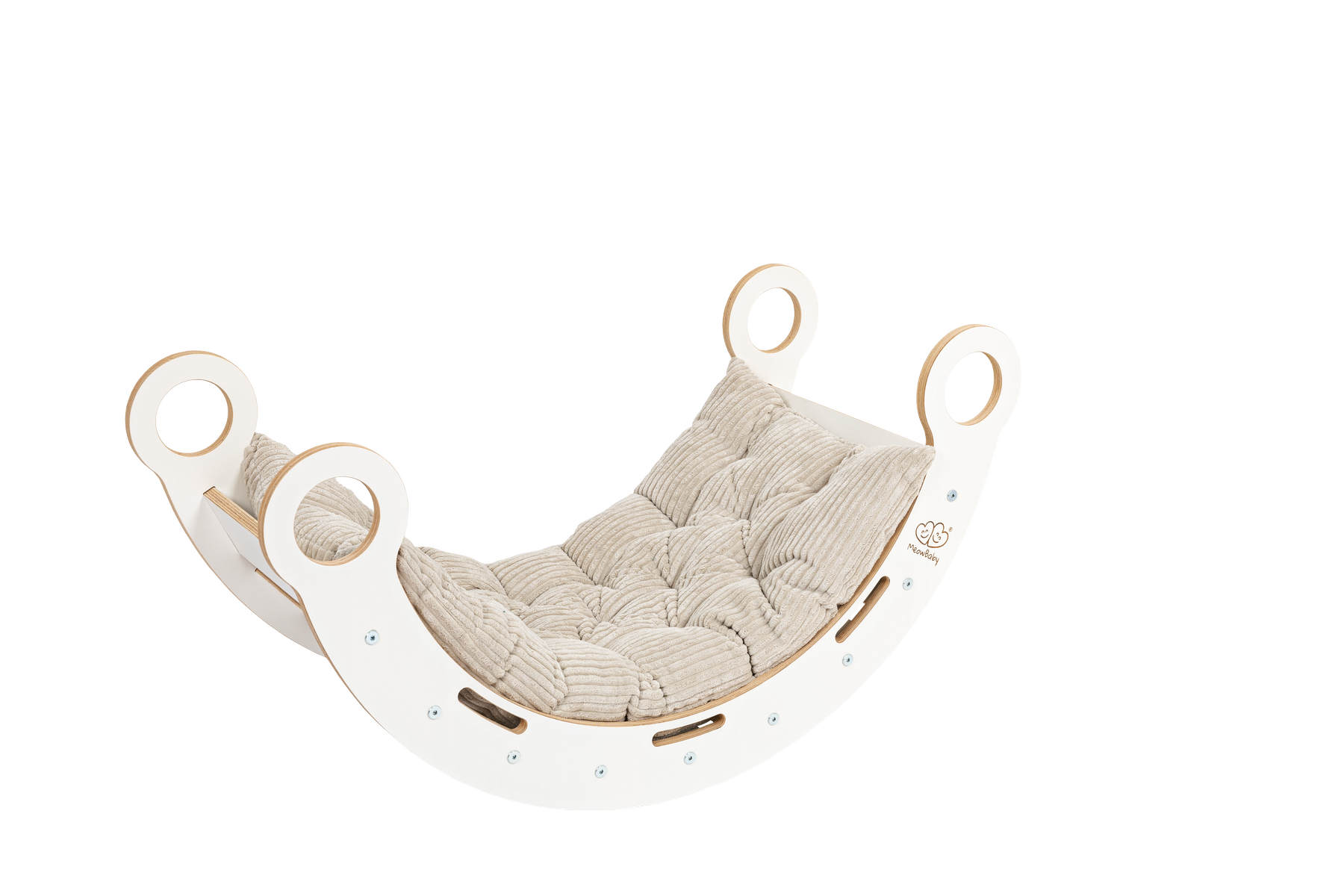 White Wooden Dream Rocker with Pillow, Slide and Ladder - Large