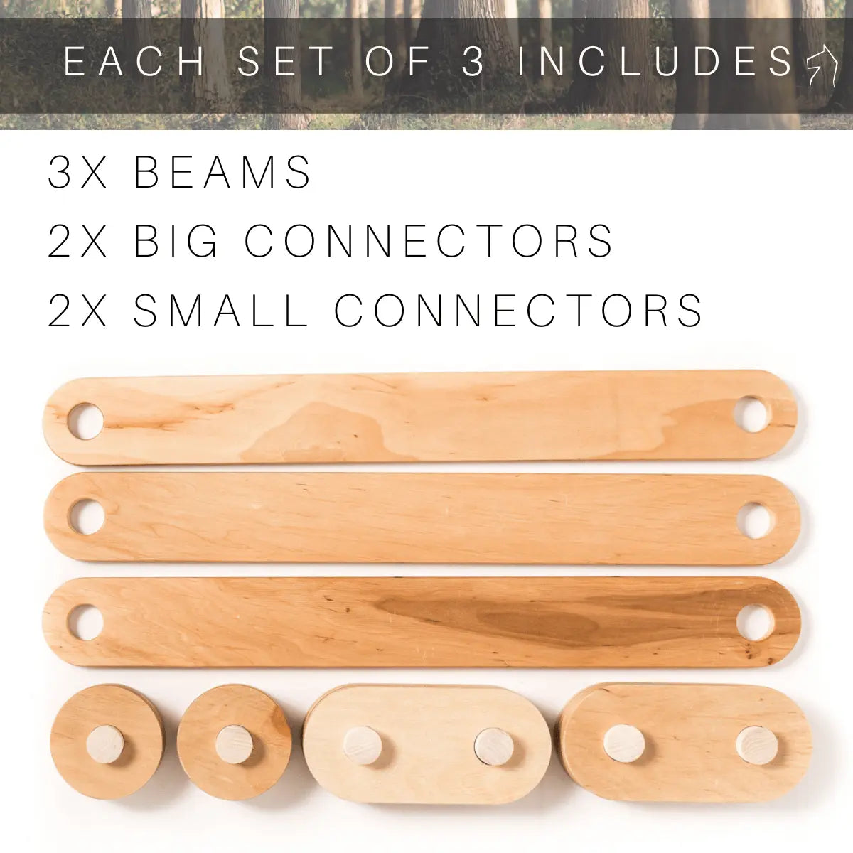 Wooden Balance Beams set with connectors for child's physical and cognitive development. Crafted from high-quality plywood, safe and engaging toy for growth and fun.