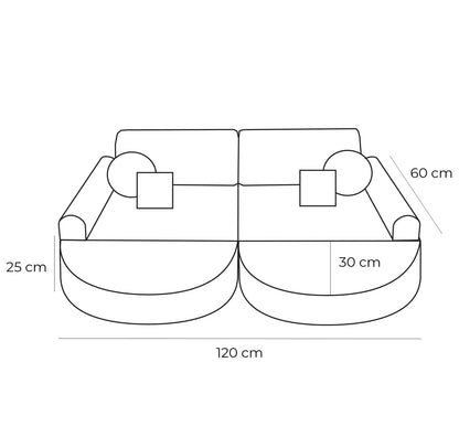 Medium Modular Sofa for Kids - Churros Jurassic Grey Plus