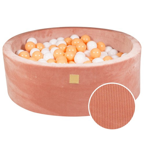 Round Ball Pit With 200 White/orange Balls, 90x30cm - Apricot Velvet